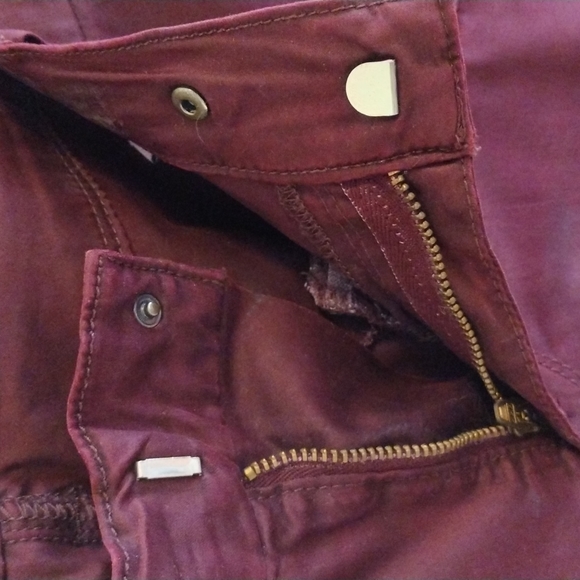 Women's 7 for all mankind zipper  burgundy cropped skinny 24 - Picture 6 of 10